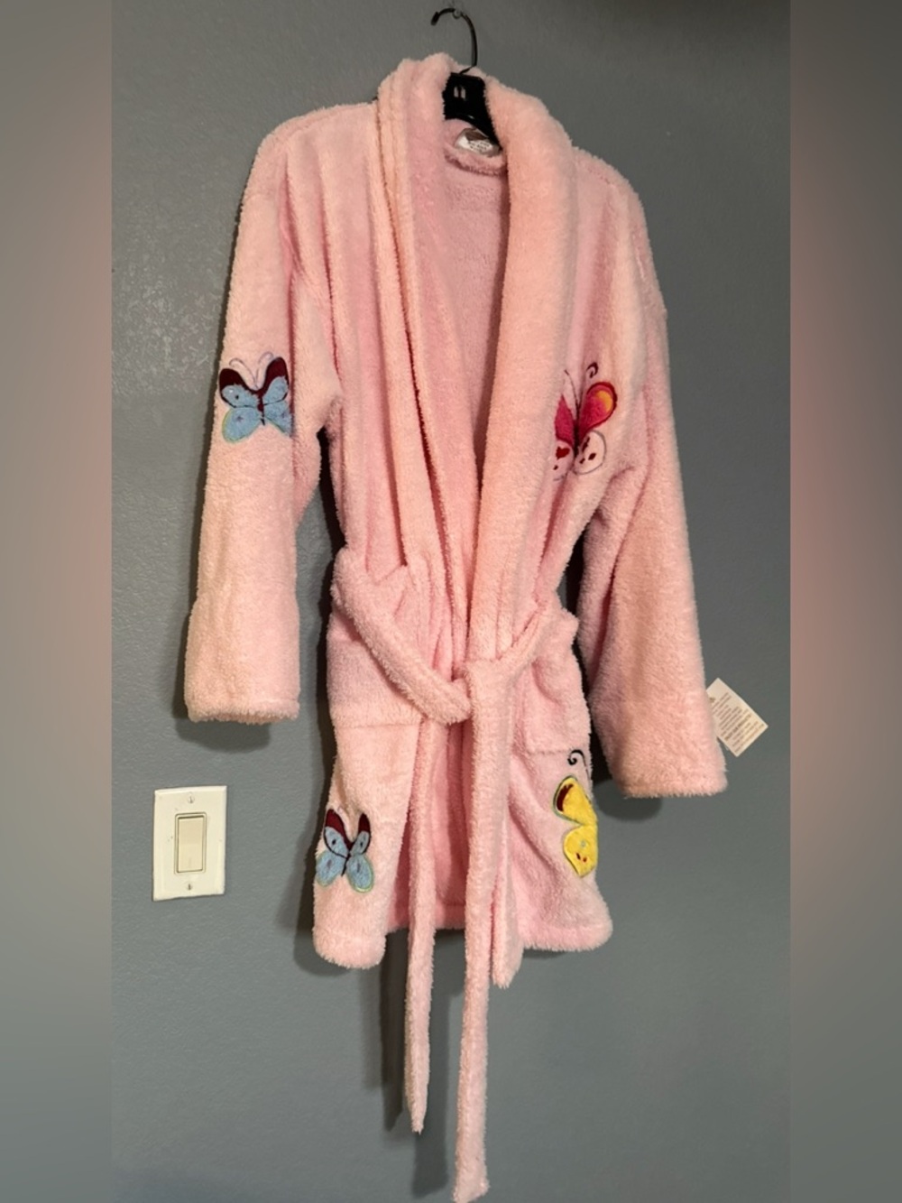 NWT AEGEAN APPAREL  PINK BUTTERFLY ROBE-SOFE COZY FLEECE